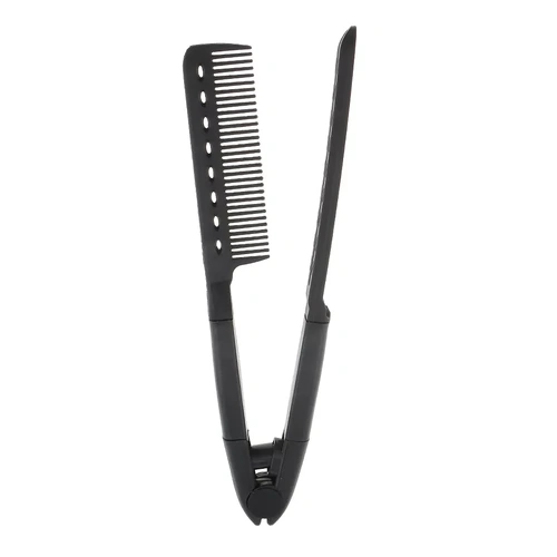 HAIRDRESSING FOLDING V STYLING STRAIGHTENING COMB - BLACK