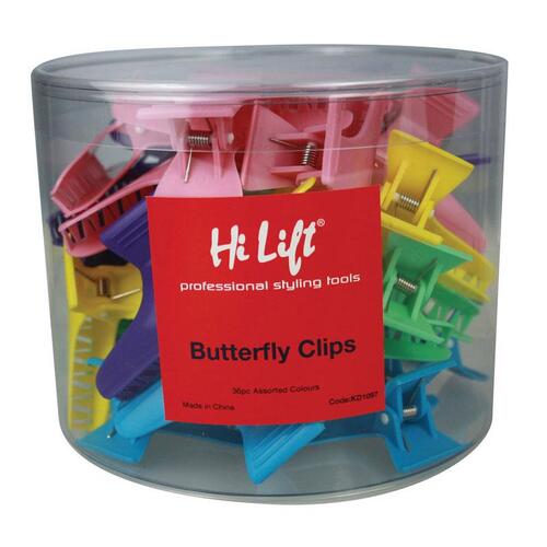 HI LIFT BUTTERFLY CLIPS 36pcs - Assorted Colours