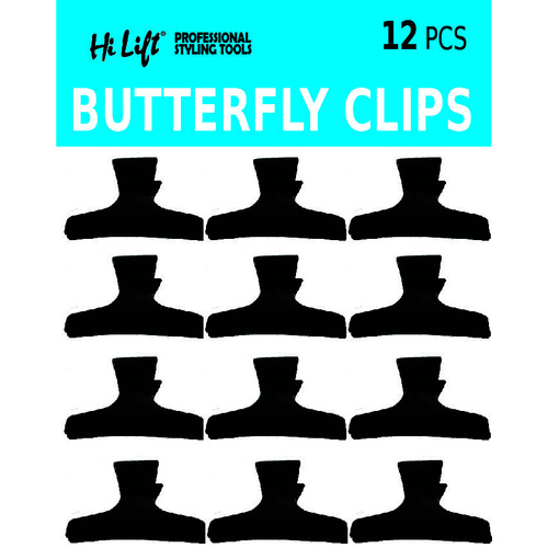 HI LIFT BUTTERFLY CLIPS 12pcs - Black