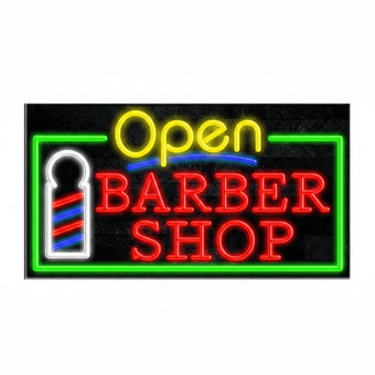 Barber Shop Neon Open LED Light Sign - 80x40cm