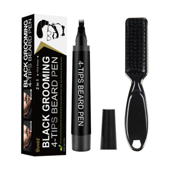 Bunee Black Grooming 4 Tip Beard Pen & Brush