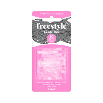 Freestyle Snag Free Elastics 4mm Wide - Clear 30pc