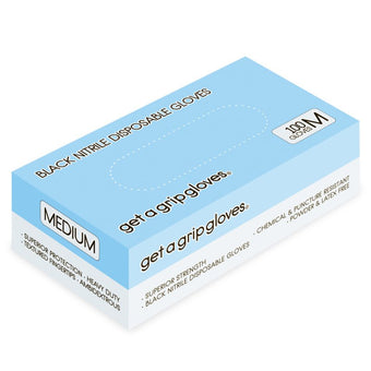 Get a Grip Black Nitrile Gloves Medium - 100pcs