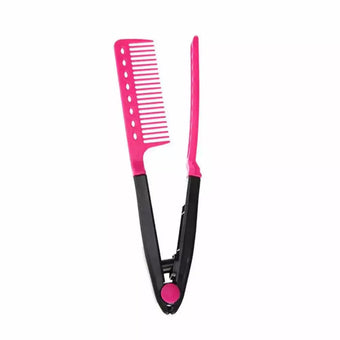 Hairdressing Folding V Styling Straightening Comb - Pink
