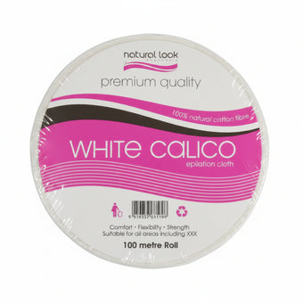 Natural Look White Calico Epilation Cloth 100m Roll
